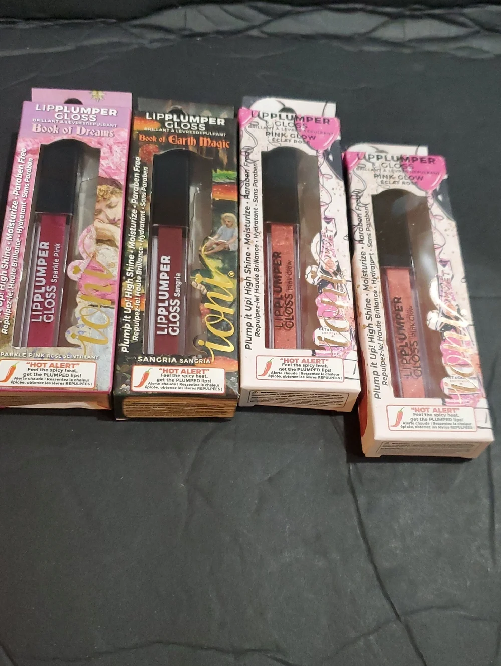 4pack Lipplumper Gloss in sparkle pink, pink glow,‎ and Sangria brand new